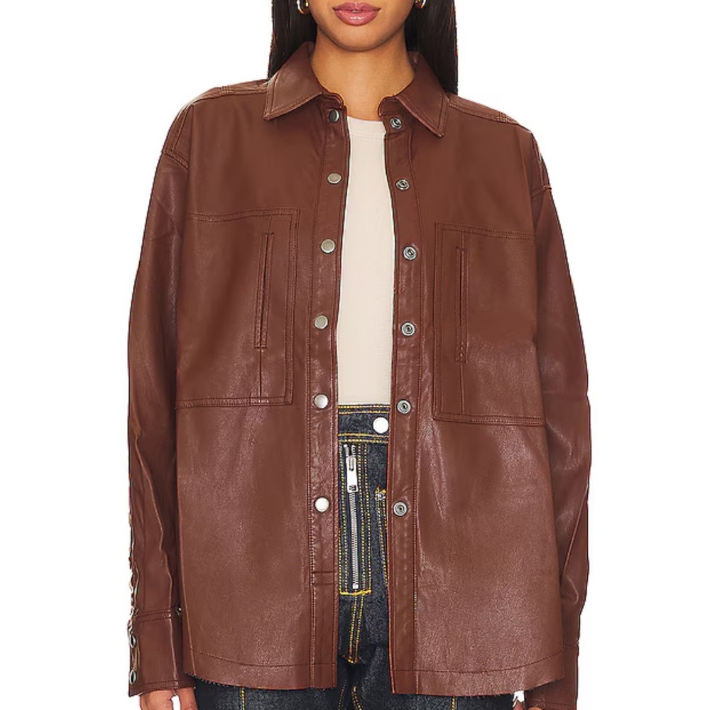 Free People Easy Rider Faux Leather Shacket NWOT M
